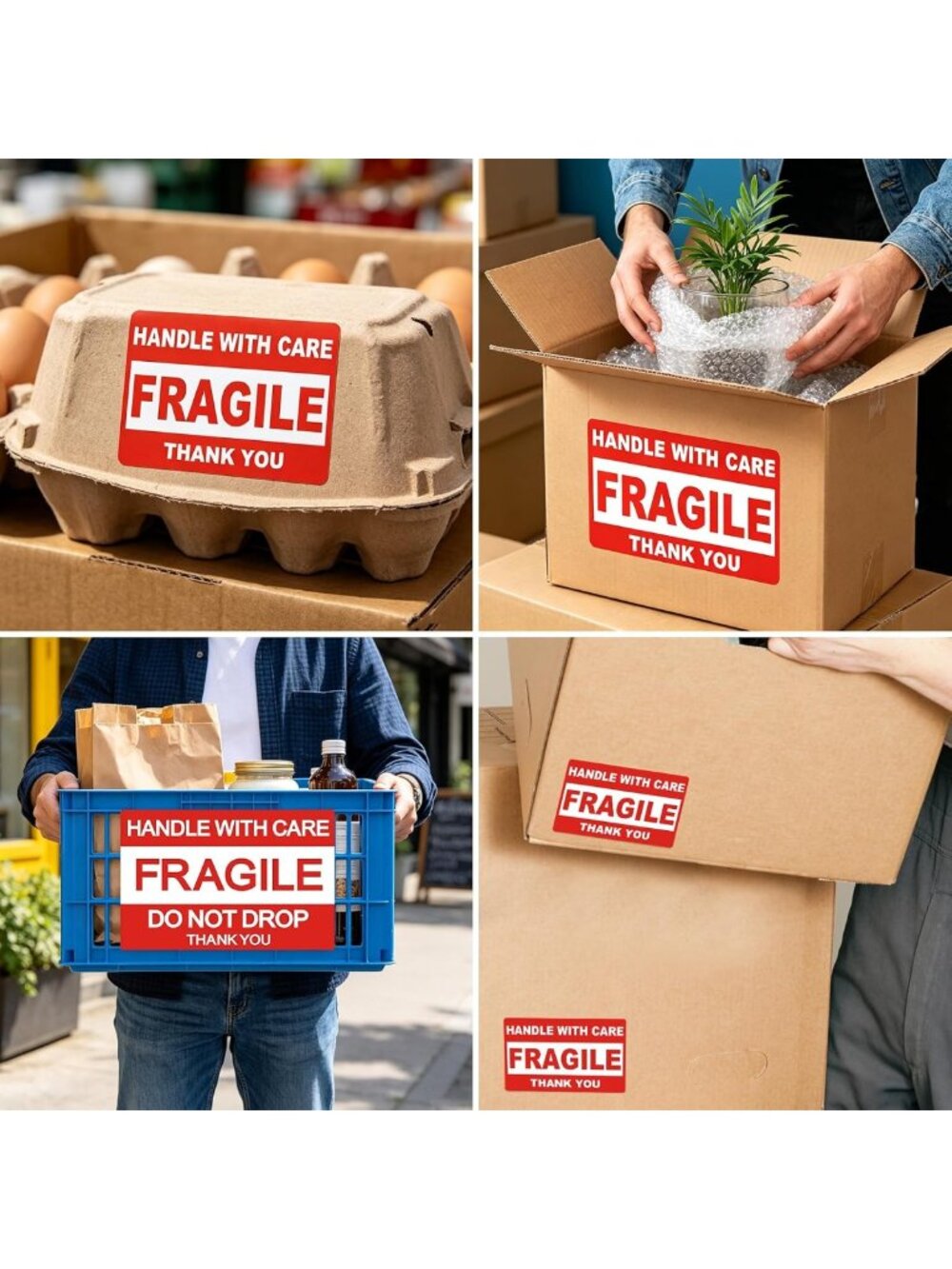 500 Fragile Shipping Stickers - Handle with Care, Do Not Drop Labels, Permanent - Picture 6 of 7